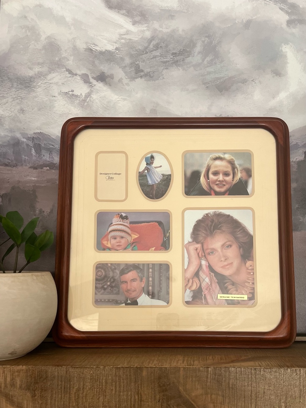 Vintage Feto International Genuine Teakwood Collage Photo Frame 6 Opening, 16×16